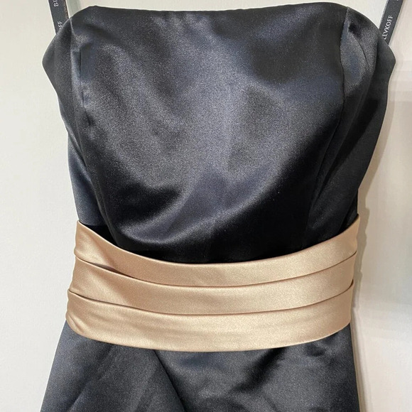 Bill Levkoff Women's Sz 6 Strapless Belted Sash Evening Formal Midi Dress Black - Picture 7 of 14